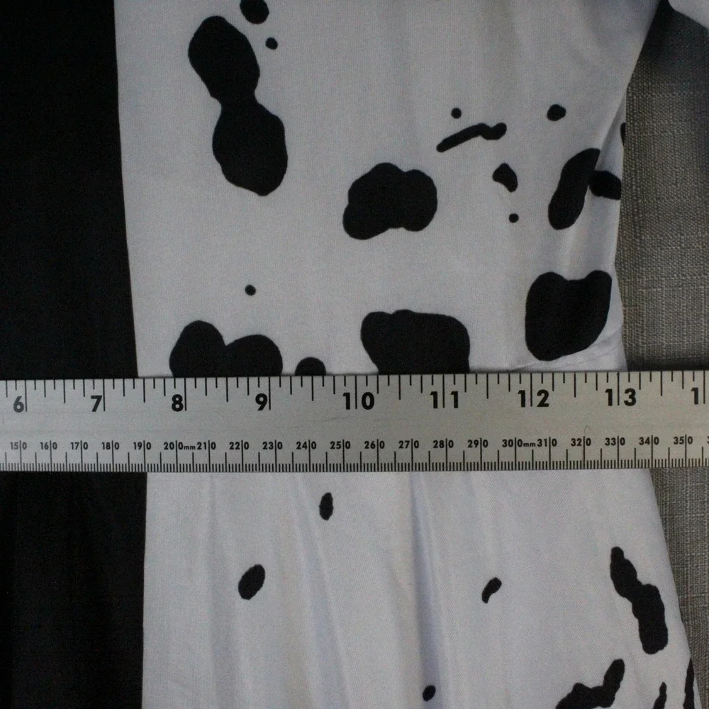 Cruella Costume Dress Wig Set Kids Size 10/12 Black White Dalmatian Goth Cosplay